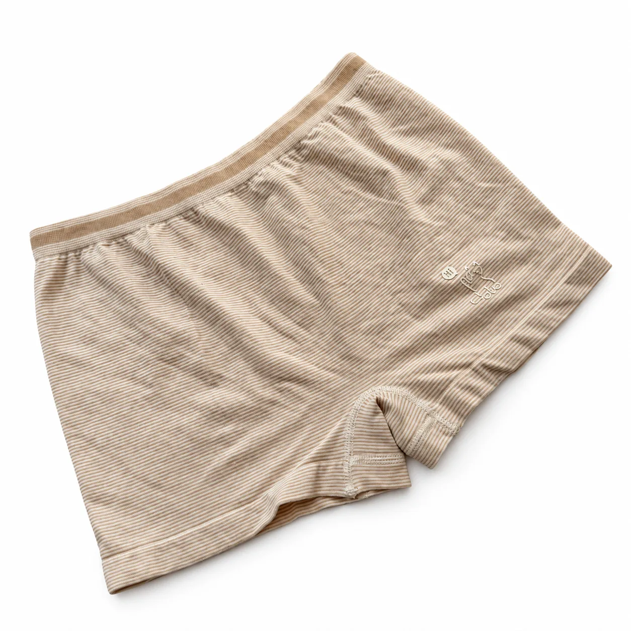Girls seamless boxer shorts underwear in khaki stripe on white